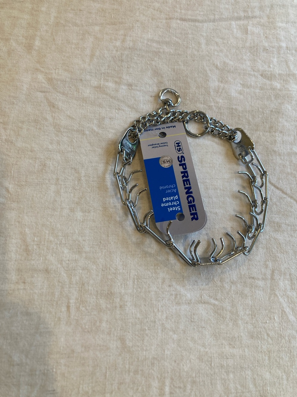 Chrome Prong Collar in Silver